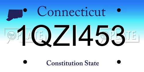 1QZI453 Connecticut License Plate