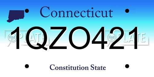 1QZO421 Connecticut License Plate