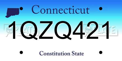 1QZQ421 Connecticut License Plate