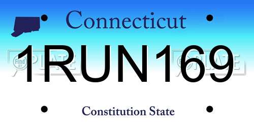 1RUN169 Connecticut License Plate
