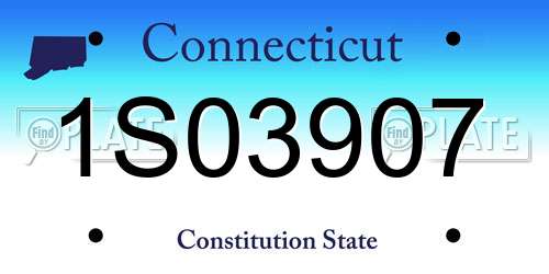 1S03907 Connecticut License Plate