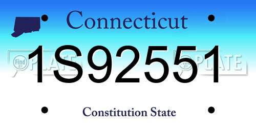 1S92551 Connecticut License Plate