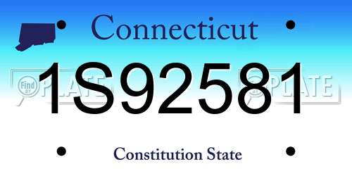 1S92581 Connecticut License Plate