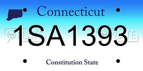 1SA1393 Connecticut License Plate