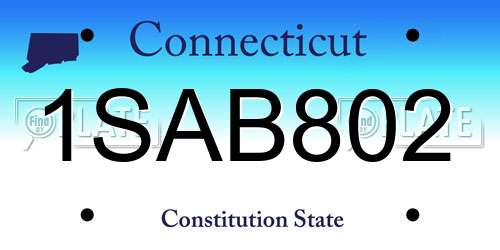 1SAB802 Connecticut License Plate