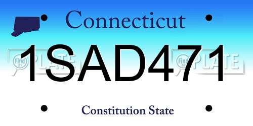 1SAD471 Connecticut License Plate