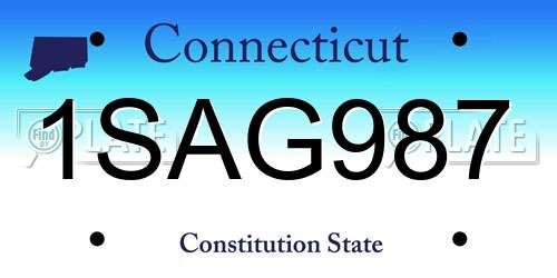 1SAG987 Connecticut License Plate