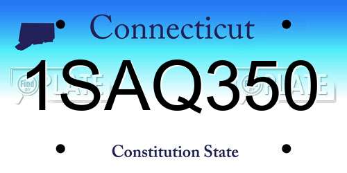 1SAQ350 Connecticut License Plate