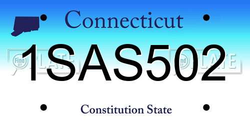 1SAS502 Connecticut License Plate