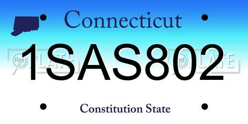 1SAS802 Connecticut License Plate