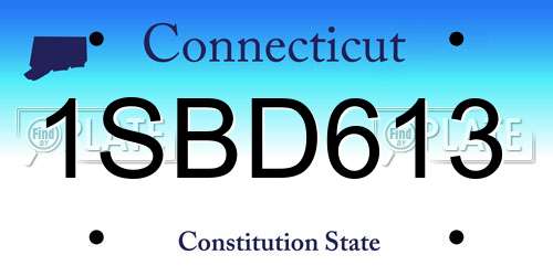 1SBD613 Connecticut License Plate