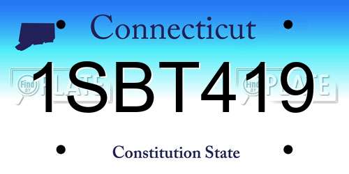 1SBT419 Connecticut License Plate