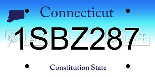 1SBZ287 Connecticut License Plate