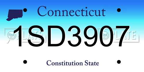 1SD3907 Connecticut License Plate