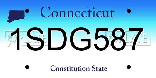 1SDG587 Connecticut License Plate