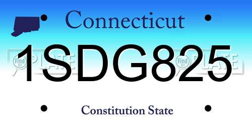 1SDG825 Connecticut License Plate