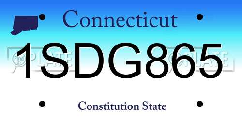 1SDG865 Connecticut License Plate