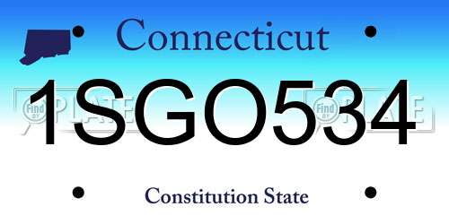 1SGO534 Connecticut License Plate