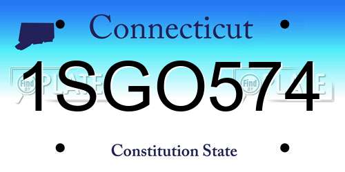 1SGO574 Connecticut License Plate