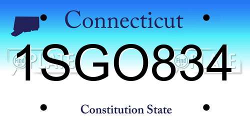 1SGO834 Connecticut License Plate