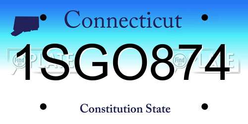 1SGO874 Connecticut License Plate