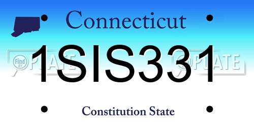 1SIS331 Connecticut License Plate