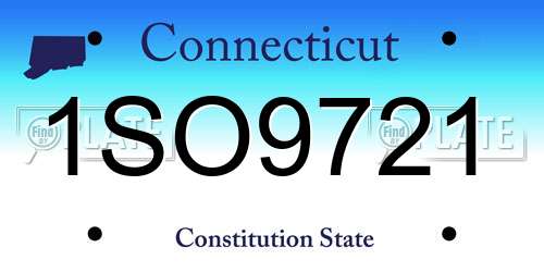 1SO9721 Connecticut License Plate