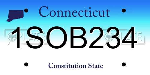 1SOB234 Connecticut License Plate