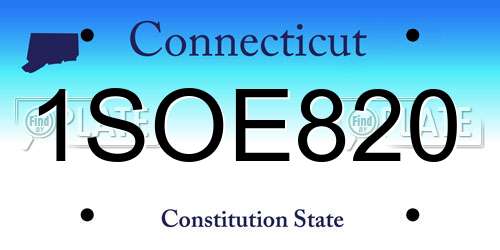 1SOE820 Connecticut License Plate