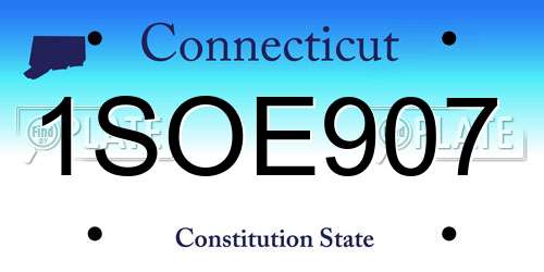1SOE907 Connecticut License Plate