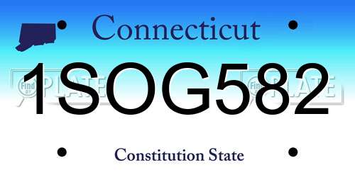 1SOG582 Connecticut License Plate