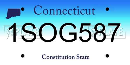 1SOG587 Connecticut License Plate