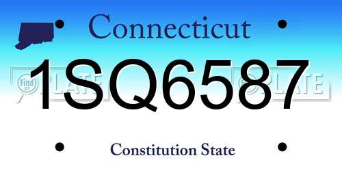 1SQ6587 Connecticut License Plate