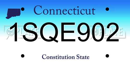 1SQE902 Connecticut License Plate