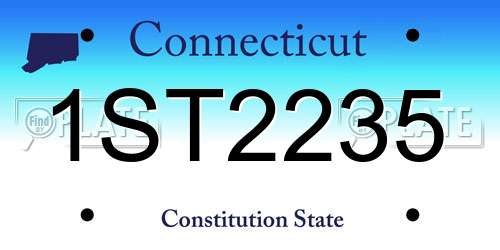 1ST2235 Connecticut License Plate