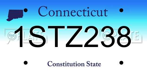 1STZ238 Connecticut License Plate