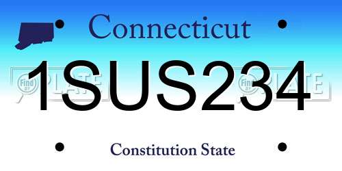 1SUS234 Connecticut License Plate