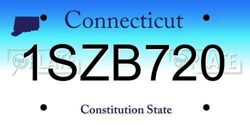 1SZB720 Connecticut License Plate