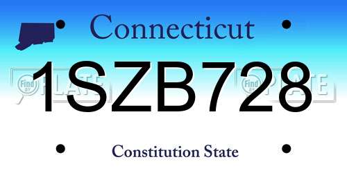 1SZB728 Connecticut License Plate