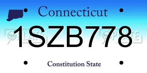 1SZB778 Connecticut License Plate