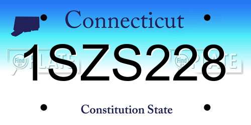 1SZS228 Connecticut License Plate