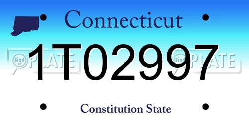 1T02997 Connecticut License Plate