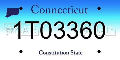 1T03360 Connecticut License Plate
