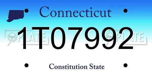 1T07992 Connecticut License Plate