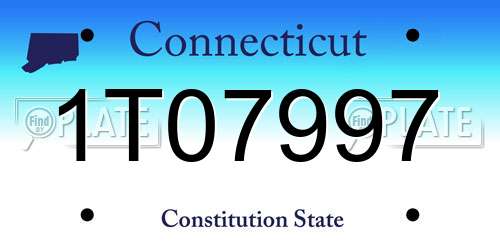 1T07997 Connecticut License Plate