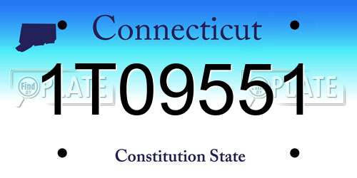 1T09551 Connecticut License Plate