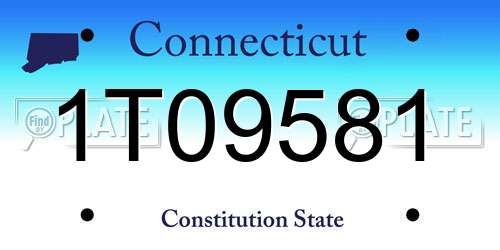 1T09581 Connecticut License Plate