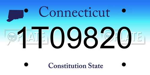1T09820 Connecticut License Plate