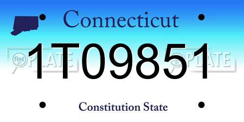 1T09851 Connecticut License Plate