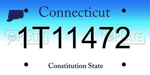 1T11472 Connecticut License Plate